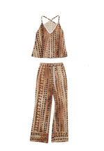 Plażowy Zestaw Belaro – Top Halter + Spodnie Wide-Leg z Nadrukiem