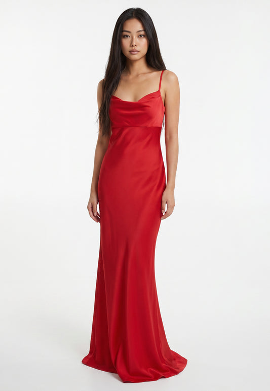 Sukienka RinaScimento – Czerwona Satynowa Maxi Slip Dress