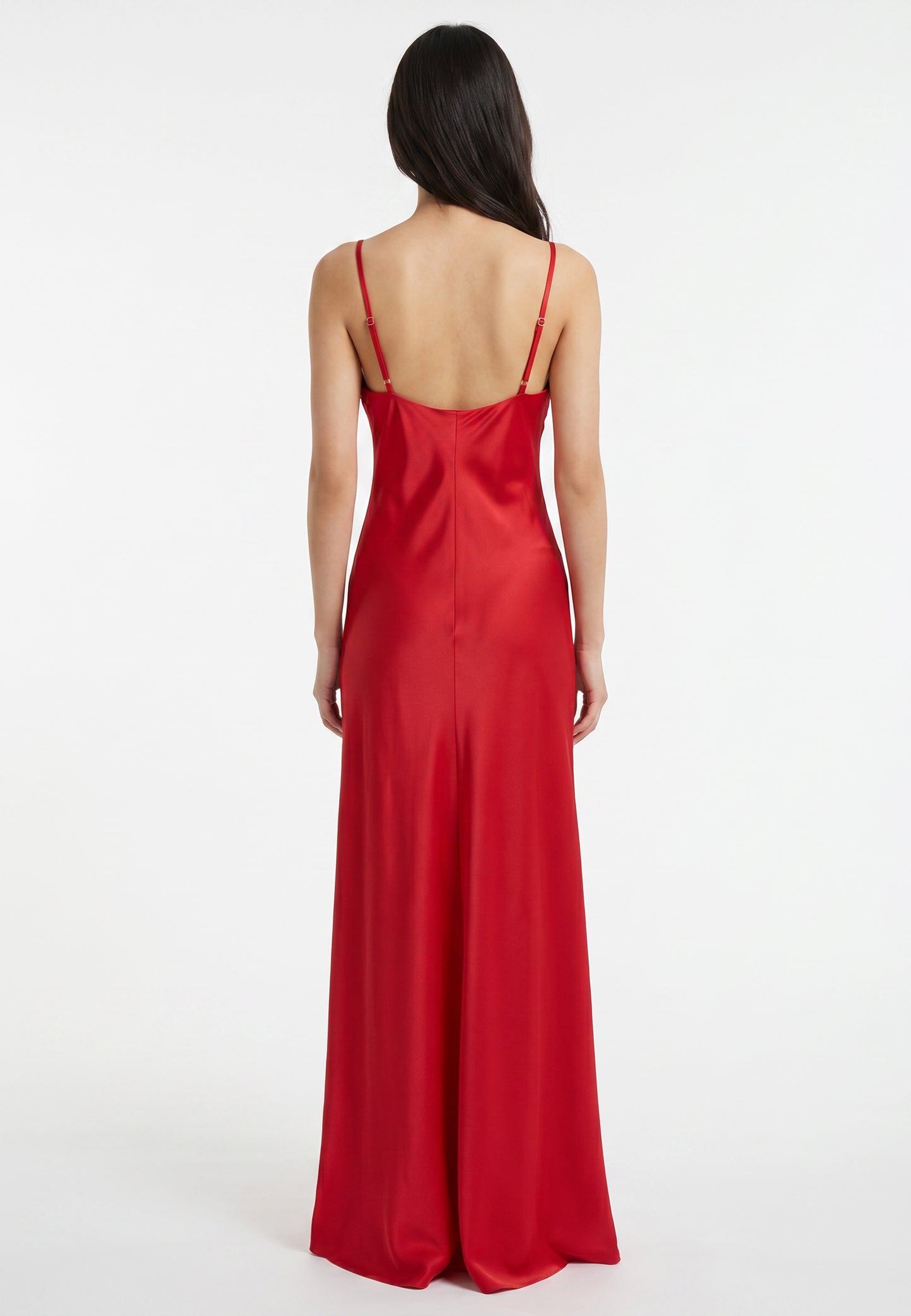 Sukienka RinaScimento – Czerwona Satynowa Maxi Slip Dress