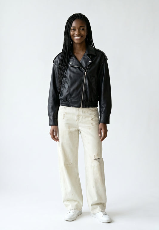 Spodnie Soovenir – Kremowe Wide-Leg z Przetarciami