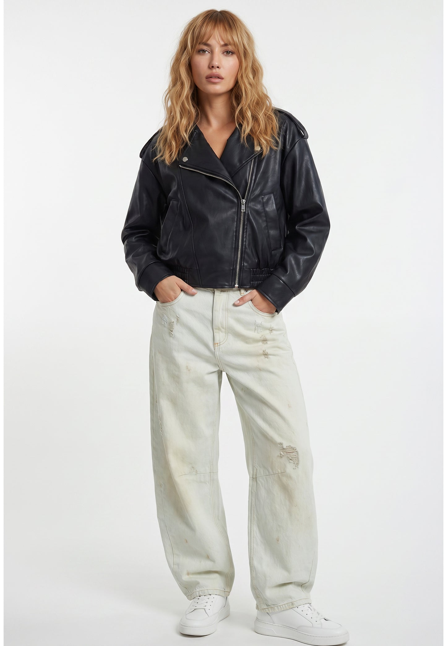 Kurtka Vicolo – Czarna Ramoneska Oversize Rozmiar S
